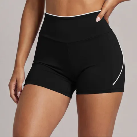 Women's High Waist Athletic Yoga Shorts Contrast Color Butt Lifting Gym Running Fitness Tight Shorts Nylon Spandex Activewear
