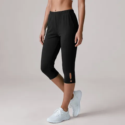 Damen High Waist Yoga Hose Capri Leggings Slim Fit Workout Laufen Fitness Sport Hose Mit Ausschnitt Detail