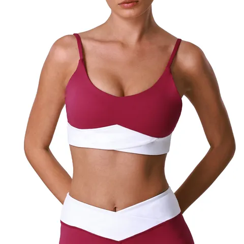 Ensemble Soutien-Gorge de Sport et Pantalon de Yoga pour Femmes Nylon Élasthanne Antichoc Fitness