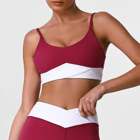 Ensemble Soutien-Gorge de Sport et Pantalon de Yoga pour Femmes Nylon Élasthanne Antichoc Fitness