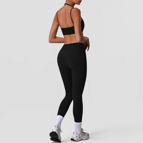 Women's High Elastic Naked Feel Yoga Set Athletic Sports Bra And High Waist Workout Leggings Fitness Training Activewear