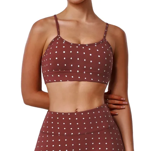 Soutien-Gorge de Sport pour Femmes Haute Élasticité Push Up Pois Argentés Soutien-Gorge de Yoga Fitness Entraînement Top