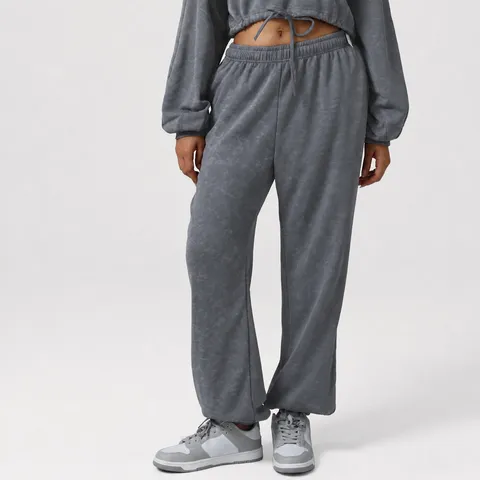 Damen Casual Sportliche Jogger Hose Hohe Taille Lockere Passform Lange Sweathose Einzigartig Polyester Fitness Laufen Training Sport Hose