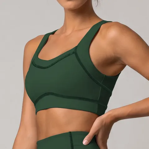 Soutien-Gorge de Sport à Haute Élasticité pour Femmes Fitness Athlétique Gym Entraînement Gilet Antichoc Rassemblé Tops de Yoga