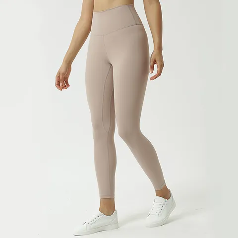 Pantalones de Yoga de Cintura Alta para Mujer Cepillado de Doble Cara Sensación Desnuda Leggings de Fitness Entrenamiento
