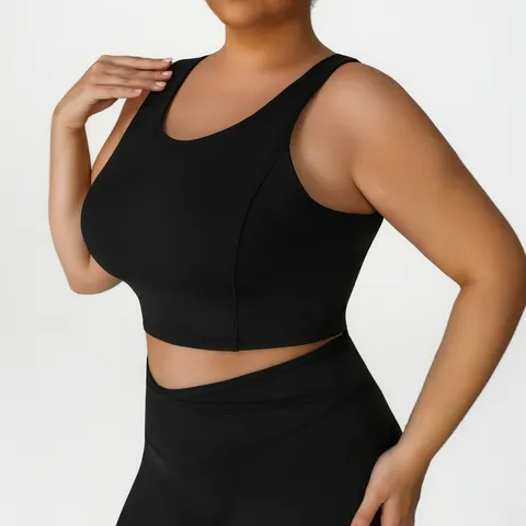 Damen Sport Tanktop Plus Size Hohe Elastizität Nude-Gefühl Workout Laufen Fitness Gym Weste U-Ausschnitt Activewear