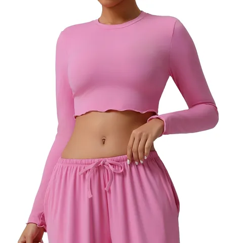 Women Activewear Long Sleeve Yoga T Shirt Slim Fit Fitness Top Breathable Workout Athletic Clothes Solid Color