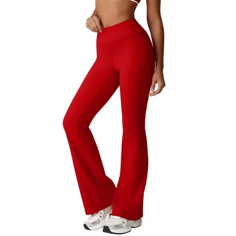 Pantalones de Yoga de Campana de Cintura Alta para Mujer Levanta Glúteos Athleisure Entrenamiento Gimnasio Correr Leggings Sólidos