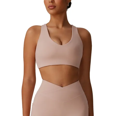 Soutien-Gorge de Sport Dos Croisé pour Femmes Débardeur de Yoga Athlétique Push-Up Fitness
