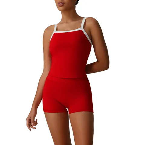 Women Sports Yoga Suit Set High Elastic Fitness Activewear Color Block Bra And Workout Bottoms Gym Athletic Clothing
