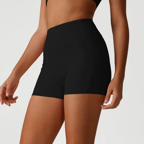 Women's High Waist Sports Shorts Quick Dry Tummy Control Fitness Running Cycling Athletic Shorts Solid Color Nylon Spandex Workout Shorts