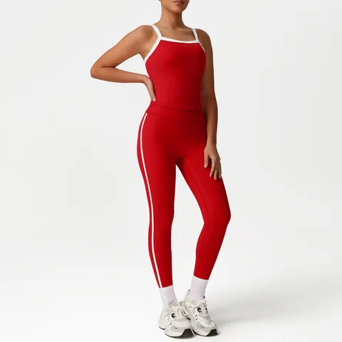 Women Sports Yoga Suit Set High Elastic Fitness Activewear Color Block Bra And Workout Bottoms Gym Athletic Clothing