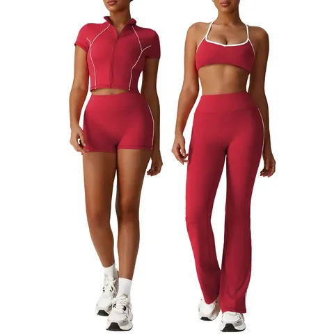 Conjunto de Top y Parte Inferior de Ropa Deportiva de Yoga de Fitness de Cintura Alta Sin Costuras para Mujer