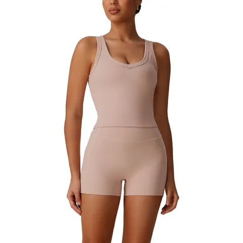 Conjunto de Fitness Yoga de Secado Rápido para Mujer Top Corto Deportivo y Pantalones Deportivos Transpirables de Talle Alto
