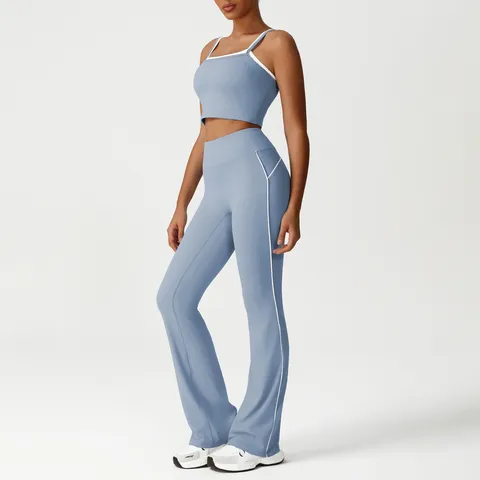 Conjunto de Top y Parte Inferior de Ropa Deportiva de Yoga de Fitness de Cintura Alta Sin Costuras para Mujer