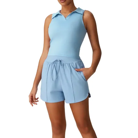 Damen Sportlicher Activewear Set Einflarbig Langarm Crop Top Und Shorts Fitness Oberteil Und Hose Outfit