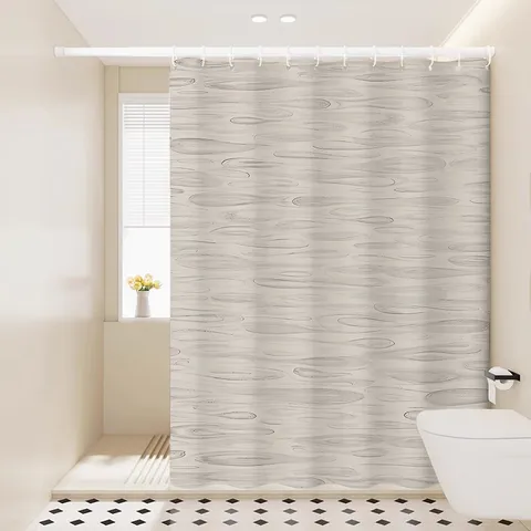 Waterproof Bathroom Shower Curtain Set With Hooks And Tieback Thickened Fabric Ripple Texture Bath Curtain For Home Bathroom