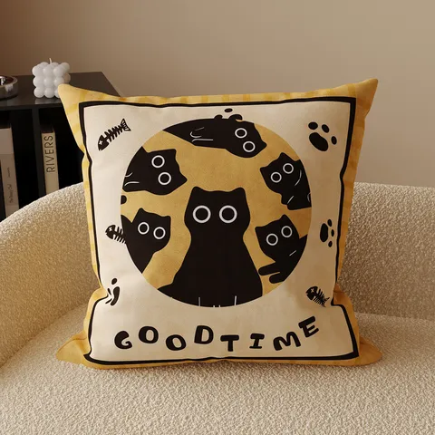 Cute Cartoon Animal Print Decorative Throw Pillow Cover Polyester Cushion Case For Living Room Sofa Home Decor