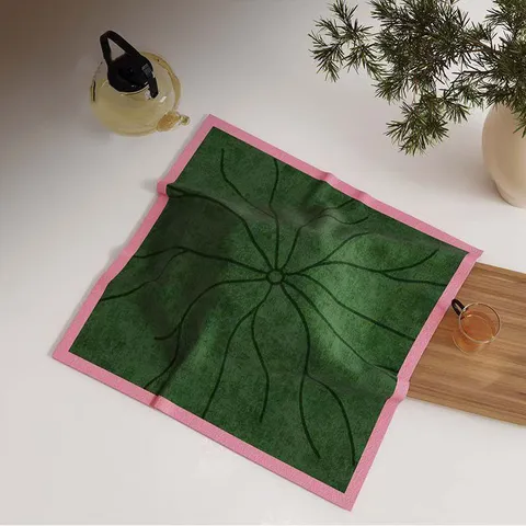 Cubierta Antipolvo de Algodón Lino Estilo Chino Nuevo Mantel Cuadrado para Mesa de Té Patrón de Loto Decoración del Hogar