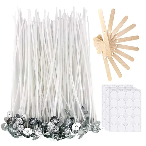 Houten Kaarselont Houders Katoenen Lonten Met Metalen Voeten Stickers Kits Voor DIY Kaarsen Maken Accessoires Handgemaakt
