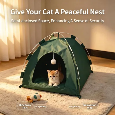 Faltbares Haustierzelt Für Katzen Und Kleine Hunde Atmungsaktives Outdoor-Katzenbett Mit Sommer-Kühlmatte Oxford-Gewebe Nest