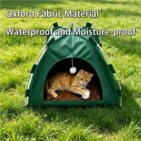 Faltbares Haustierzelt Für Katzen Und Kleine Hunde Atmungsaktives Outdoor-Katzenbett Mit Sommer-Kühlmatte Oxford-Gewebe Nest