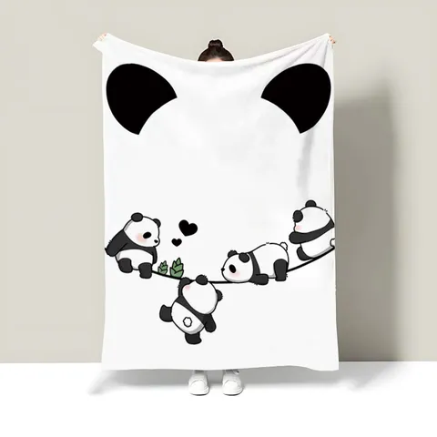 Couverture en Flanelle Imprimé Panda Chat Chien de Dessin Animé Couverture Douce et Chaude Pour Bureau Canapé Literie Enfant Textile Maison