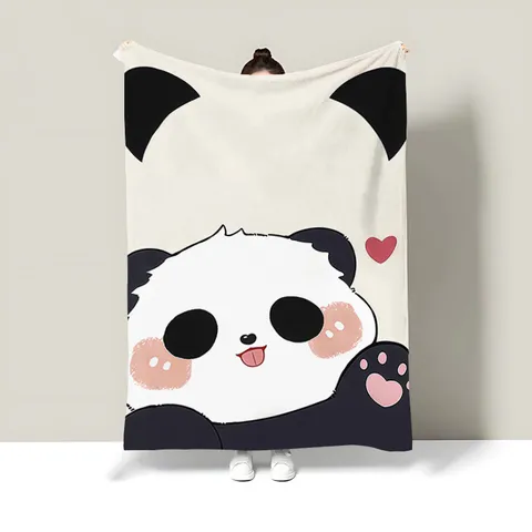Couverture en Flanelle Imprimé Panda Chat Chien de Dessin Animé Couverture Douce et Chaude Pour Bureau Canapé Literie Enfant Textile Maison