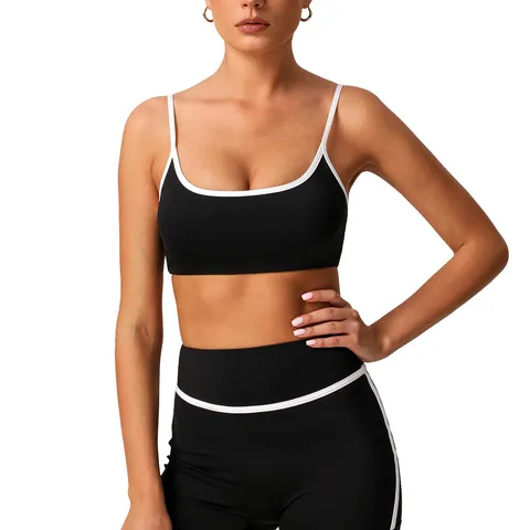 Sujetador Deportivo para Mujer Secado Rápido Nylon Spandex Ropa Deportiva Cuello en U Acolchado Fitness Running Yoga Gimnasio Crop Top