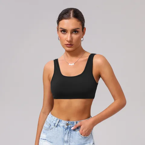 Gilet de Yoga Athlétique pour Femmes Haute Élasticité Soutien-Gorge de Sport Antichoc Top Court de Fitness Moulant