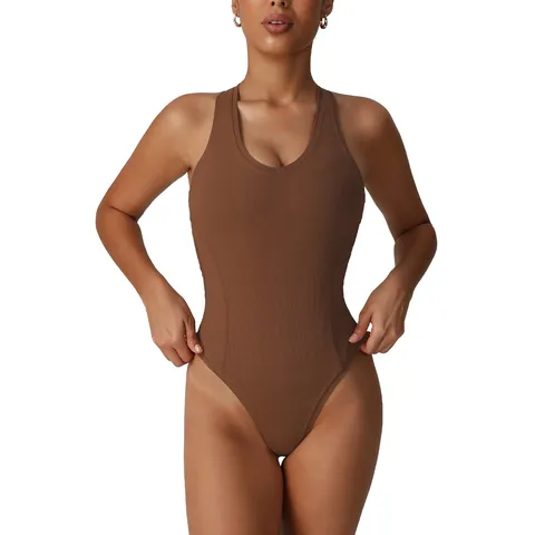 Bodysuit con Schiena Aperta Crociata da Donna Altamente Elastico Traspirante Nylon Spandex Fitness Yoga Jumpsuit Abbigliamento Sportivo