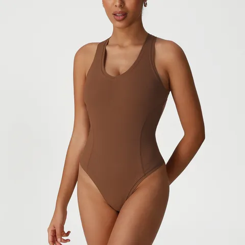 Bodysuit con Schiena Aperta Crociata da Donna Altamente Elastico Traspirante Nylon Spandex Fitness Yoga Jumpsuit Abbigliamento Sportivo