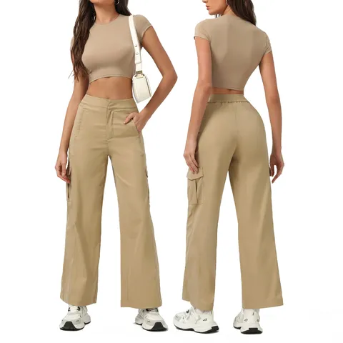 Γυναικείο Top και Παντελόνι Αμερικανικό Street Style Cargo Παντελόνι και Crop Top Nylon Spandex Casual Activewear Καθημερινά Ρούχα