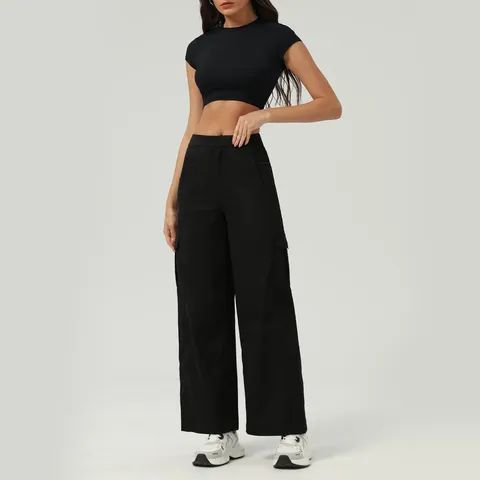 Γυναικείο Top και Παντελόνι Αμερικανικό Street Style Cargo Παντελόνι και Crop Top Nylon Spandex Casual Activewear Καθημερινά Ρούχα