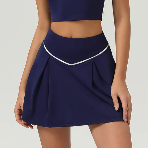 Women High Waist Pleated Tennis Skirt Quick Dry Athletic Fitness Workout Skirt With Built-In Shorts Sports Casual Skirts