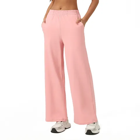 Damen Hohe Taille Weite Bein Yoga Hose Casual Locker Gerade Sport Hose Schnelltrocknend Fitness Jogging Sweatpants