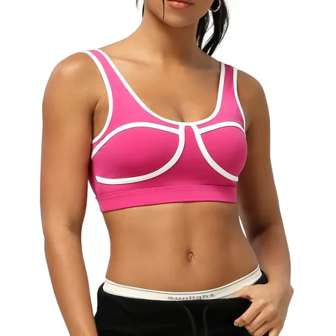 Soutien-gorge de Sport pour Femmes Color Block Ajouré Dos Ouvert Athlétique Fitness Yoga Crop Top Nylon Spandex Respirant Vêtement de Sport
