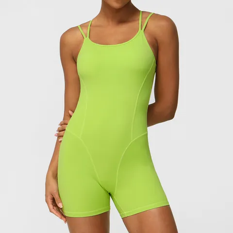 Femmes Bride Croisée Dos Nu Yoga Fitness Combinaison Col en V Profond Bodysportif Séchage Rapide Sarouel de Sport