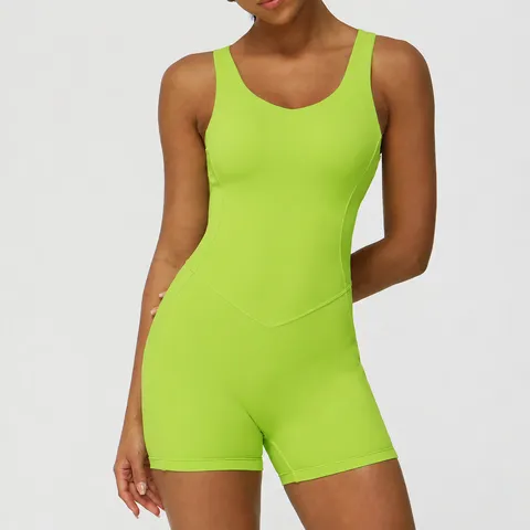 Dames Fitness Yoga Jumpsuit High Impact Rugloze Gym Romper Effen Kleur Nylon Spandex Sportkleding Bodysuit