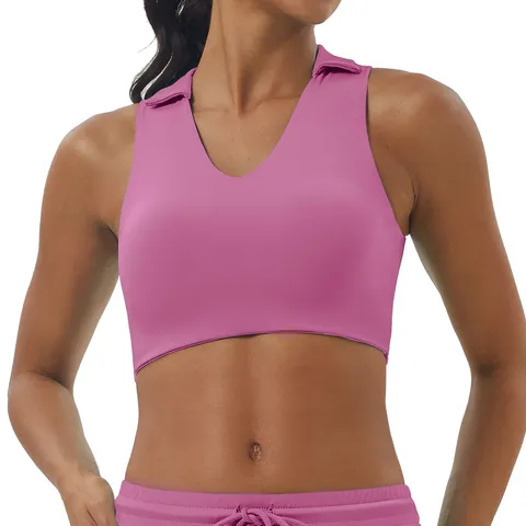 Soutien-Gorge de Sport à Revers pour Femmes Dos Nu Fitness Gym Athlétique Course Débardeur Avec Coussinet Poitrine