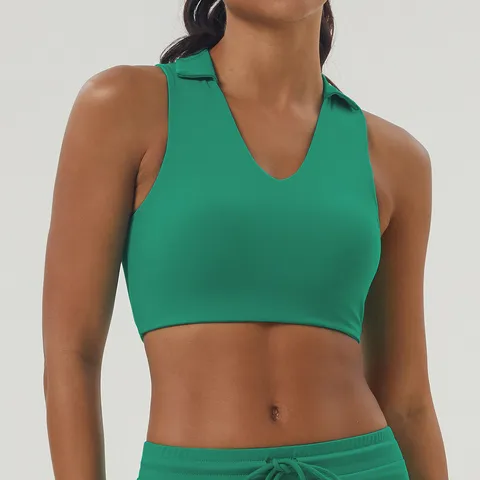 Soutien-Gorge de Sport à Revers pour Femmes Dos Nu Fitness Gym Athlétique Course Débardeur Avec Coussinet Poitrine