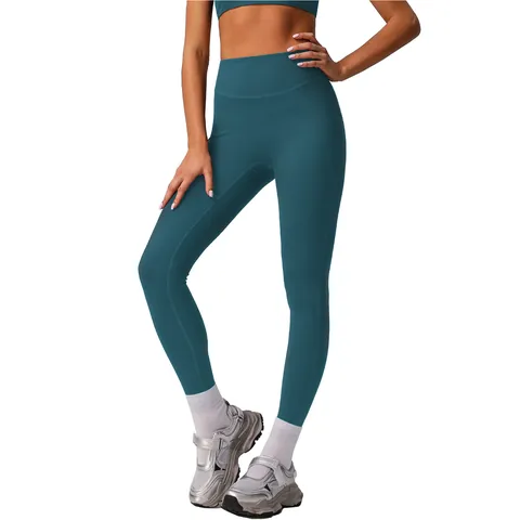 Pantalon de Yoga Taille Haute pour Femmes Effet Nu Ventre Plat Push-Up Sans Coutures Sport Fitness Course Leggings