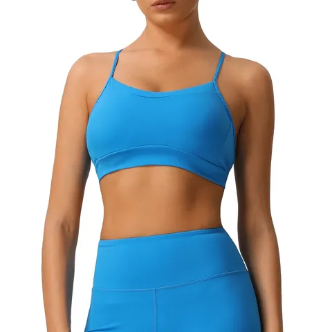 Sujetador Deportivo sin Aros con Almohadillas Extraíbles para Mujer Chaleco de Fitness de Secado Rápido Transpirable Espalda Cruzada Yoga