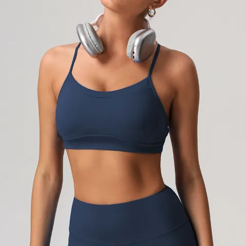 Sujetador Deportivo sin Aros con Almohadillas Extraíbles para Mujer Chaleco de Fitness de Secado Rápido Transpirable Espalda Cruzada Yoga