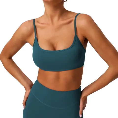 Damen Sport-BH mit hautnahem Gefühl U-Ausschnitt rückenfrei gepolstert Fitness Yoga Laufweste Top Activewear