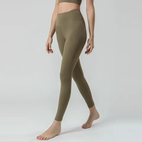 Pantalon de Yoga Taille Haute pour Femmes Uni Push-Up Leggings de Fitness Effet Nu Élastique Sport Gym