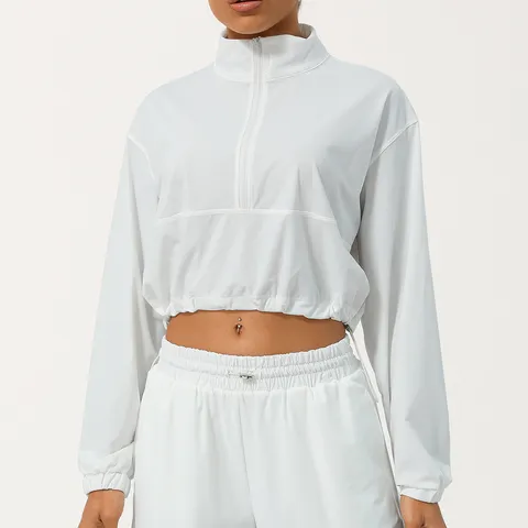 Ensemble Sport de Protection Solaire pour Femmes Demi-Zip Haut et Pantalon Mélange de Nylon Respirant Tenues de Sport en Plein Air