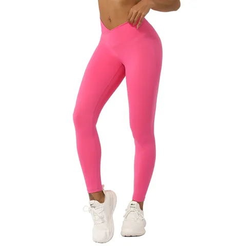 Pantalones de Yoga con Cintura en V Cruzada para Mujer Leggings Deportivos de Secado Rápido sin Costuras