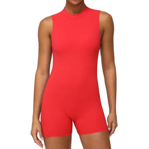 Combinaison de Yoga Athlétique à Séchage Rapide pour Femmes Dos Nu Sans Manches Romper de Fitness avec Coussinet de Poitrine Amovible