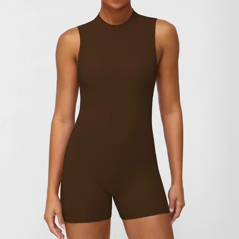 Combinaison de Yoga Athlétique à Séchage Rapide pour Femmes Dos Nu Sans Manches Romper de Fitness avec Coussinet de Poitrine Amovible